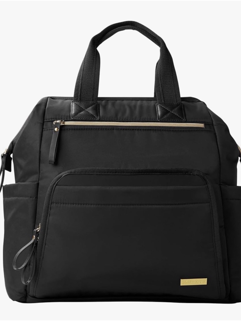 Skip Hop Black Baby Diaper Bag Backpack with Gold Hardware